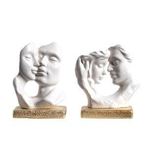 تمثال جديد للوجه البشري على شكل قبلة يوضع على الطاولة مصنوع من السيراميك تمثال ديكور للبشري لتزيين المنزل - Product Image 1