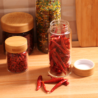 Bocaux en verre à large ouverture pour le stockage des grains de café avec couvercles hermétiques en bambou, bocaux en verre transparents avec couvercle en bois