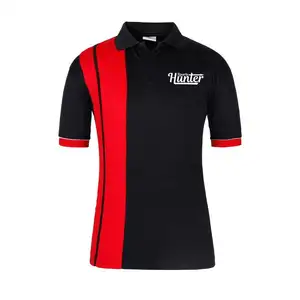 Combinazione di colori colletto Polo uomo t-shirt Polo cotone Logo personalizzato stampa bicolore rosso e nero manica corta lavorato a maglia