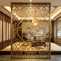 Paravent de luxe Art Déco en acier inoxydable, design incurvé découpé au laser, cloison dorée PVD pour hôtel et salon, sur mesure