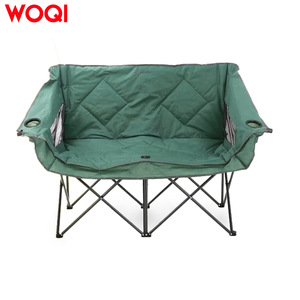 Chaise de camping pliante double Woqi pour l'extérieur, cadre en aluminium extra large, tissu Oxford vert, chaise de jardin avec porte-gobelets - Product Image 4