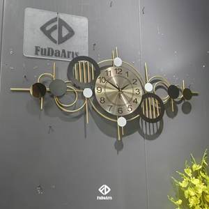 Horloge murale décorative moderne de luxe en métal doré 89*42cm, grande taille, pour salon, décoration intérieure, cadeau, livraison directe DDP - Product Image 2