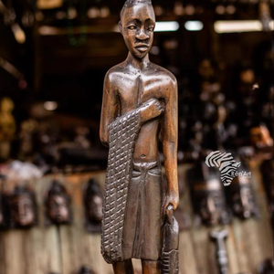Escultura Tribal Africana Tallada a Mano RENART AFRIKAN, Arte Tradicional del Congo DR Hecho a Mano - Product Image 1
