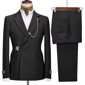 2026 Sommer Neu Stilvoller Zweireiher Herrenanzug mit Reverskragen – Hochzeits-Smoking-Set, <span class=keywords><strong>Blazer</strong></span>, Festanzüge, Stoffknöpfe für Partys - Product Image 3