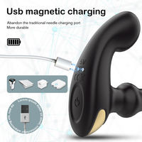 Silikon+ABS USB Aufladbarer 9-Gang IPX7 Wasserdichter Ferngesteuerter Vibrierender Prostata-Massager Analplug für Männer