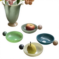 Plateau de service rond en verre soufflé bicolore, moderne et luxueux, personnalisable, pour fruits, décoration de la maison, hôtel