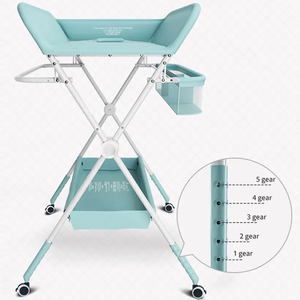 Meuble de salle de bain 2-en-1 en plastique <span class=keywords><strong>pour</strong></span> nouveau-né : table à langer avec grand rangement et baignoire <span class=keywords><strong>pour</strong></span> bébé, avec organiseur de couches - Product Image 3