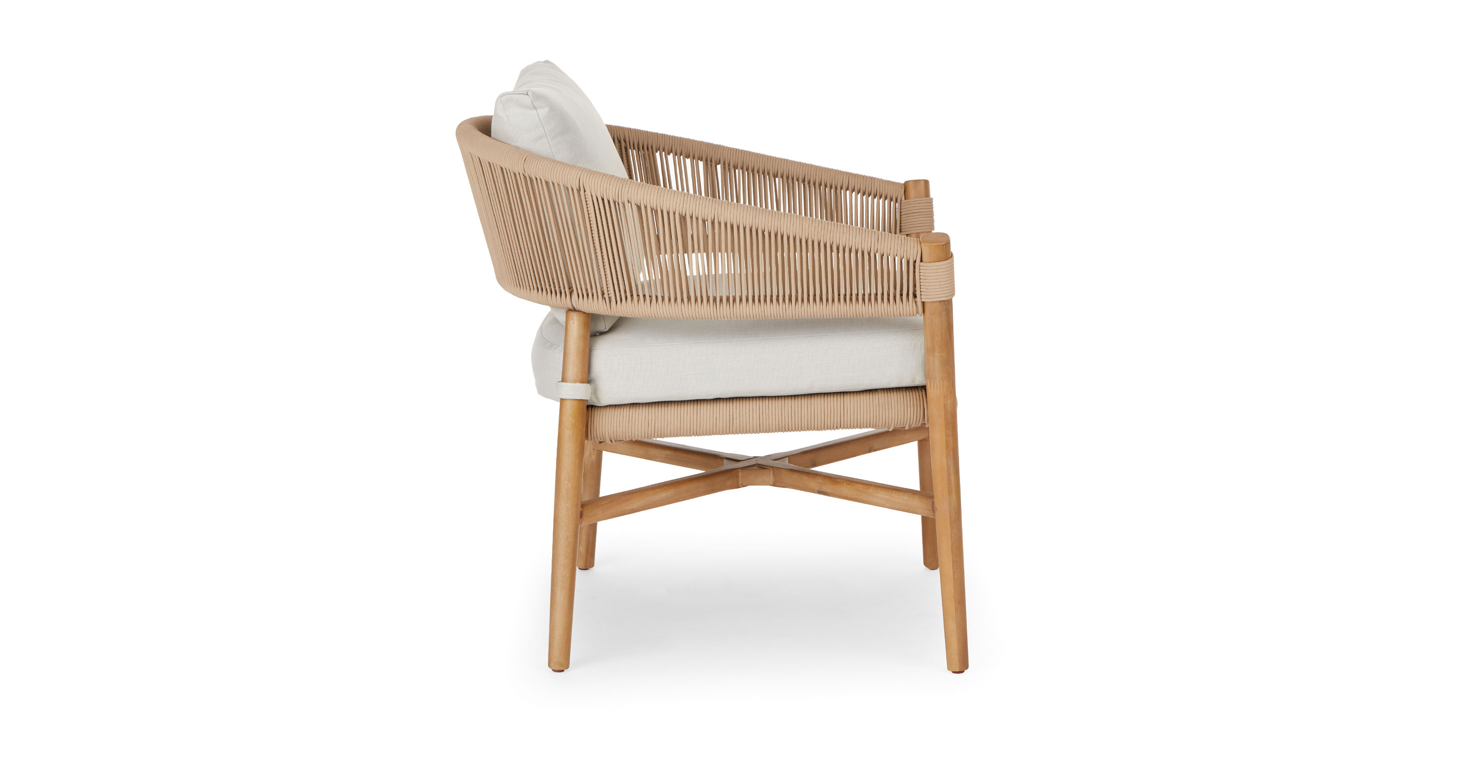 All Weather High Quality Outdoor Patio Furniture Design Garden PE Rattan Weaving Chair Armrest Teak Wood Rope Woven Dining