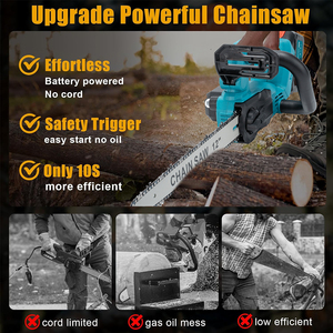 12 14 inch Pin Kép điện <span class=keywords><strong>Chainsaw</strong></span> xăng dầu không dây mạnh mẽ chế biến gỗ công cụ cắt máy xăng <span class=keywords><strong>Chainsaw</strong></span> - Product Image 5