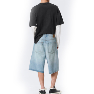 Shorts en jean vintage délavé pour homme – Toucher doux, style rétro, idéal pour l'été, la plage ou les festivals de musique – Confort décontracté et taille plus - Product Image 4