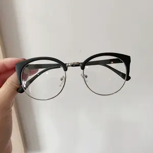Bingkai Kacamata Hitam Bulat Wanita, untuk Bingkai Optik Desain Modis