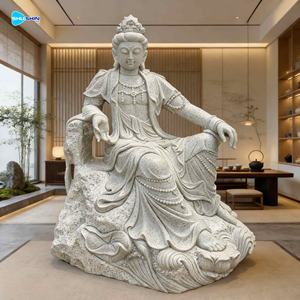 Estátua de Buda Feminina Kuan Yin em Pedra de Mármore Natural em Tamanho Real 100 cm - Product Image 1