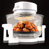 Friteuse à air numérique grande capacité avec four halogène domestique 1200W, pot en verre, four turbo, grille-pain, fenêtre d'observation