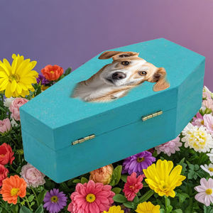 Urnes de crémation en bois pour animaux de compagnie avec photo et figurines imprimées de style moderne pour souvenir de chien et de chat - Product Image 4