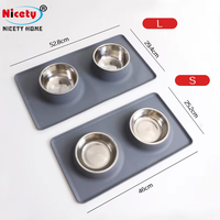 Bol moderne et écologique en acier inoxydable pour l'eau et la nourriture, tapis en silicone anti-déversement, bol pliable pour une utilisation en intérieur et en extérieur