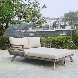Chaises longues de plage avec accoudoirs, lit de jour pour <span class=keywords><strong>2</strong></span> <span class=keywords><strong>personnes</strong></span>, en aluminium, pour l'extérieur, chaise longue modulaire à deux places - Product Image 2
