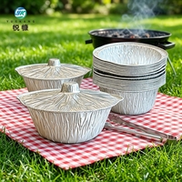 Bac en aluminium jetable empilable et étanche avec couvercle assorti pour plats à emporter chauds