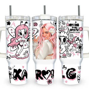 <span class=keywords><strong>Manana</strong></span> Sera Bonito 40 Oz Taza <span class=keywords><strong>de</strong></span> paja portátil Bihota Karol G Pink Hair 40 oz Vaso aislado <span class=keywords><strong>de</strong></span> acero inoxidable con asa - Product Image 3