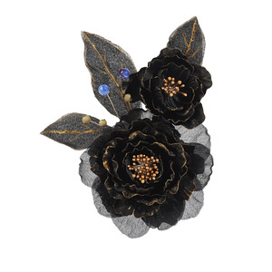 24 nouvelles pinces à cheveux en forme de pivoine noire foncée, ornées d'éléments dorés, de conception originale et fabriquées à la main, et accessoires de coiffure Hanfu - Product Image 5