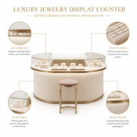Vitrine de présentation sur mesure en bois, métal et verre pour bijoux, avec éclairage LED intégré, fournisseur en gros pour boutiques