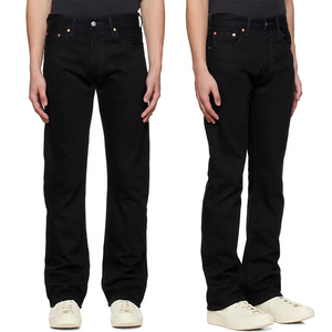 Calças <span class=keywords><strong>Jeans</strong></span> Masculinas de Corte Boot Cut em Denim Preto para Inverno e Outono, Lavagem Média, Respirável, Ecológicas, com Zíper e Bolsos Tipo Canguru - Product Image 1