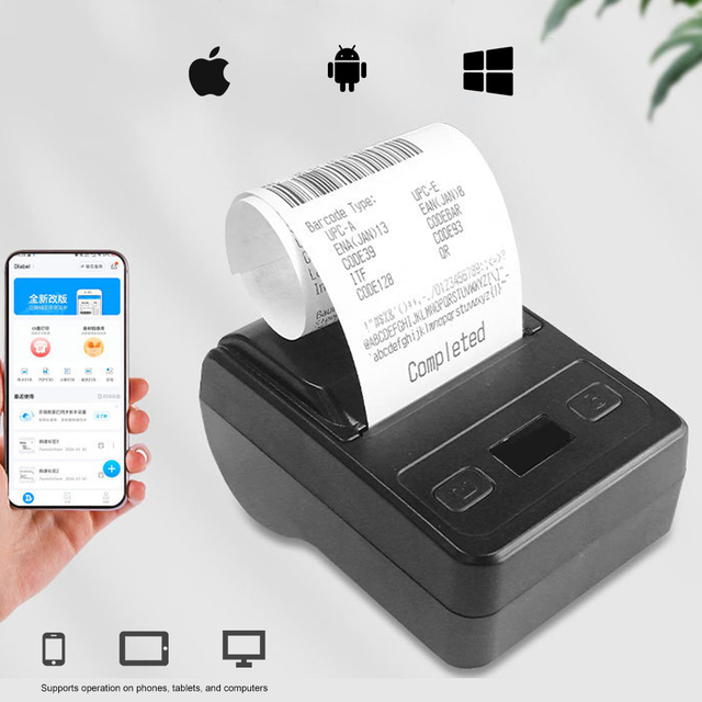 YUANAIDC Portable Label Printer 80MM BT Thermal Printer Clear for Small Self-Adhesive Stickers and Garment Tags