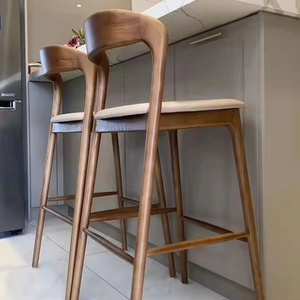 MORE DESIGN - <span class=keywords><strong>Taburete</strong></span> de Madera para Cafetería, Restaurante, Bar, con Cojín <span class=keywords><strong>Blanco</strong></span> y Reposabrazos Altos - Product Image 1