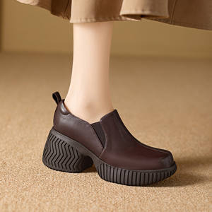 Botines de Mujer de Piel Auténtica de Alta Calidad, Estilo Europeo Retro, Sencillos y Versátiles, con Plataforma, para Otoño/Invierno - Product Image 5