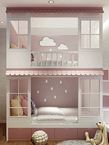 <span class=keywords><strong>Lit</strong></span> cabane moderne et minimaliste pour enfants, <span class=keywords><strong>lit</strong></span> superposé princesse pour chambre de filles, <span class=keywords><strong>lit</strong></span> double multifonctionnel avec rangement, personnalisable - Product Image 3