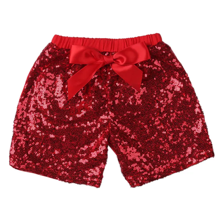 Quần Short Sequin Eo Đàn Hồi Màu Đỏ Cho Trẻ Sơ Sinh Quần Ngắn Bán Buôn