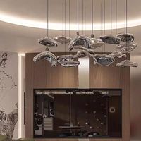 Lustre LED ovale en verre ajouré de luxe AB Custom pour hall d'hôtel, villa, duplex, escalier, salon, lampe suspendue en cristal