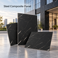 Panneau composite en acier marbré noir 3 mm 4x8 pieds pour les panneaux muraux de réception d'hôtel
