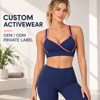 Soutien-gorge de sport personnalisé pour femme à double bretelle avec passepoil contrastant, maintien moyen, séchage rapide, pour le yoga, le fitness et l'entraînement