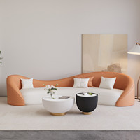 Ensemble de canapés modernes incurvés en cuir anti-griffures, canapé sectionnel pour salon, combinaison de meubles de salon, canapé incurvé avec fauteuils