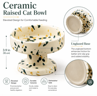 Bol pour chat en céramique nordique MoMo Paw Wholesale Dot, surélevé, protection du cou, antidérapant, lavable, bol pour nourriture et eau, bol de luxe pour animaux de compagnie