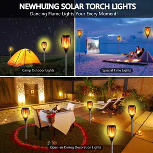Lampe torche <span class=keywords><strong>solaire</strong></span> à 96 LED 2000K Ambre, effet flamme, étanche IP65, en ABS, pour extérieur, jardin, patio, du crépuscule à l'aube - Product Image 4