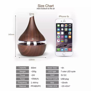 Máy tạo độ ẩm không khí hạt gỗ mini, Máy khuếch tán hương thơm tinh dầu siêu âm với màu sắc thay đổi ánh sáng ban đêm cho phòng ngủ gia đình - Product Image 6