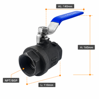 Válvula de Bola de 2 Piezas de Acero al Carbono WCB 1000 WOG con Rosca NPT BSP, Válvula de Bola de Dos Piezas con Palanca para Agua, Aceite, Gas, Tuberías Industriales