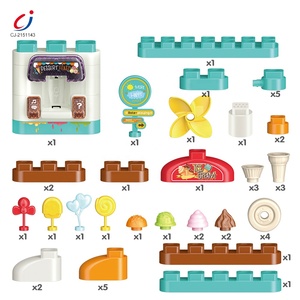 64 pièces <span class=keywords><strong>anglais</strong></span> reconnaissance vocale bricolage assemblage Snack crème glacée chariot jouet bloc de construction jouet ensemble avec lumière et musique - Product Image 2