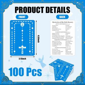 Misterios del Rosario, <span class=keywords><strong>Tarjetas</strong></span> Sagradas Católicas al por Mayor, <span class=keywords><strong>Tarjetas</strong></span> <span class=keywords><strong>de</strong></span> Oración, Cómo Rezar, Rosario <span class=keywords><strong>de</strong></span> Bolsillo, Folleto <span class=keywords><strong>de</strong></span> Oración, Regalo Laminado - Product Image 2