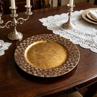Assiettes de présentation jetables en plastique à texture tissée de qualité commerciale, sous-assiettes décoratives, fournitures de traiteur en gros pour hôtels et mariages