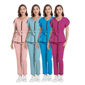 Nouvelle conception 2024 : Tenue d'infirmière sexy rose avec fermeture éclair, style jogger, pour hôpital et clinique - Product Image 6