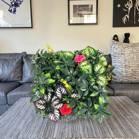 Panneaux muraux suspendus en gazon artificiel plastique, clôture de haie, décoration paysagère pour mur végétal de Thanksgiving, toile de fond décorative en feuilles vertes