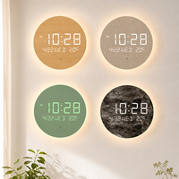 Jam Dinding Pintar Modern Elektronik Bulat dengan Tampilan Tanggal, Hari, Bulan, Lampu, Alarm, dan Ambient Light untuk Dekorasi Rumah