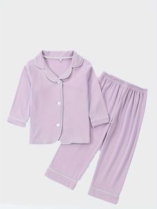 Conjunto de Pijama de 2 Piezas de Algodón, Elastano y Poliéster, Tejido de Punto, Estilo Casual, Cuello en V, Transpirable, Unisex, para Niños y Niñas, OEM ODM - Product Image 2