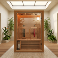 Authentische 2-Personen Traditionelle Finnische Sauna - Indoor-Heimdampfbad mit Edelstahl-Saunaofen & Premium-Hemlockholz