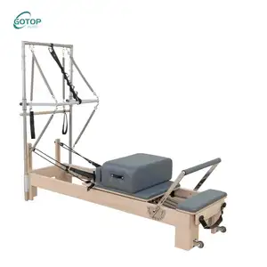 Équipement de fitness pour salle de sport Demi-trapèze Pilates Réformateur de lit en bois d'érable Demi-trapèze Pilates Réformateur avec tour