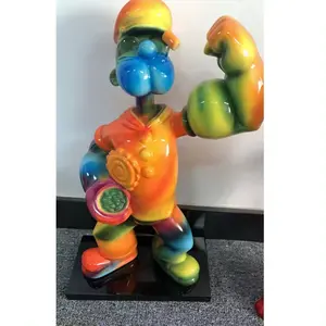 Venda quente Galvanoplastia Fibra de Vidro Popeye Escultura Jogo dos desenhos animados Figura Arte Fibra de Vidro Estátua Popeye
