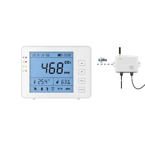 Lora Sensor CO2 nirkabel, pemantau suhu kelembaban karbon dioksida nirkabel detektor dan meter untuk membangun kendali ventilasi