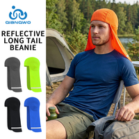 Gorro unisex reflectante de seguridad para ciclismo nocturno, deportes y camping, con cola larga y forro para casco